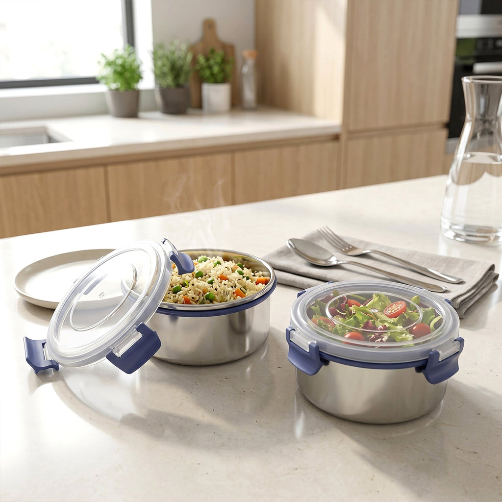 Leakproof stainless steel food storage containers