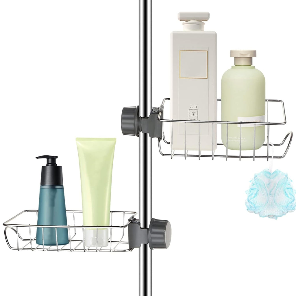 Close detail view of stainless steel sink caddy organizer