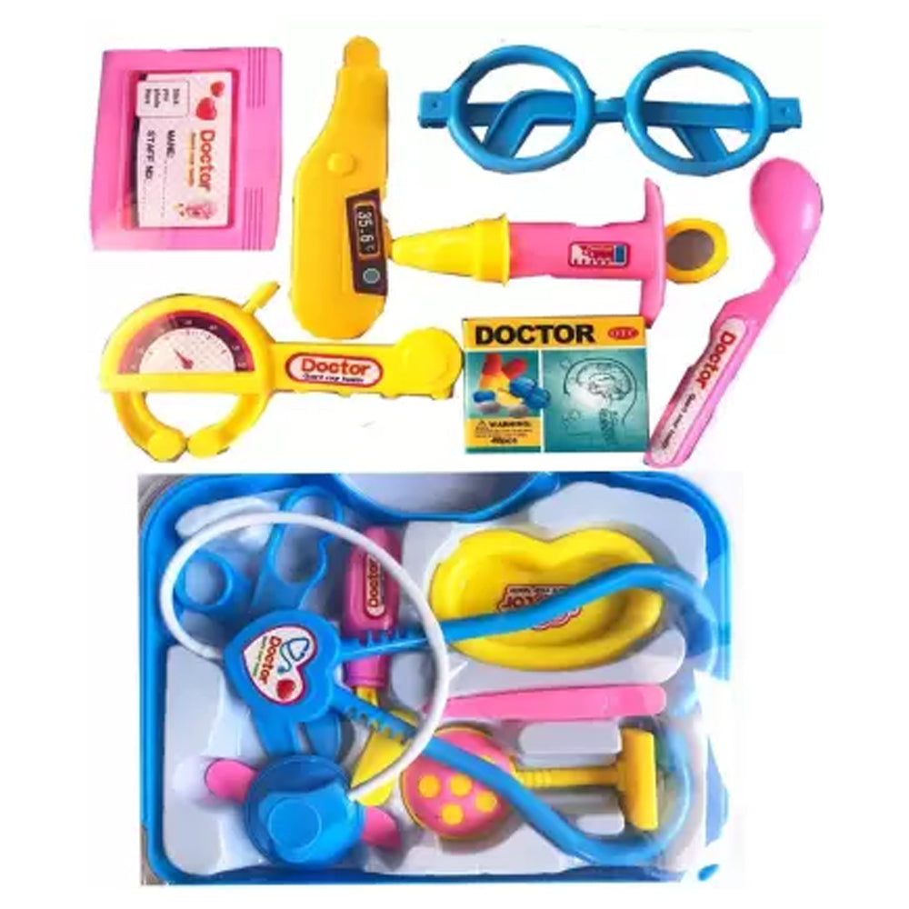 Kids doctor set with various medical tools for pretend play.