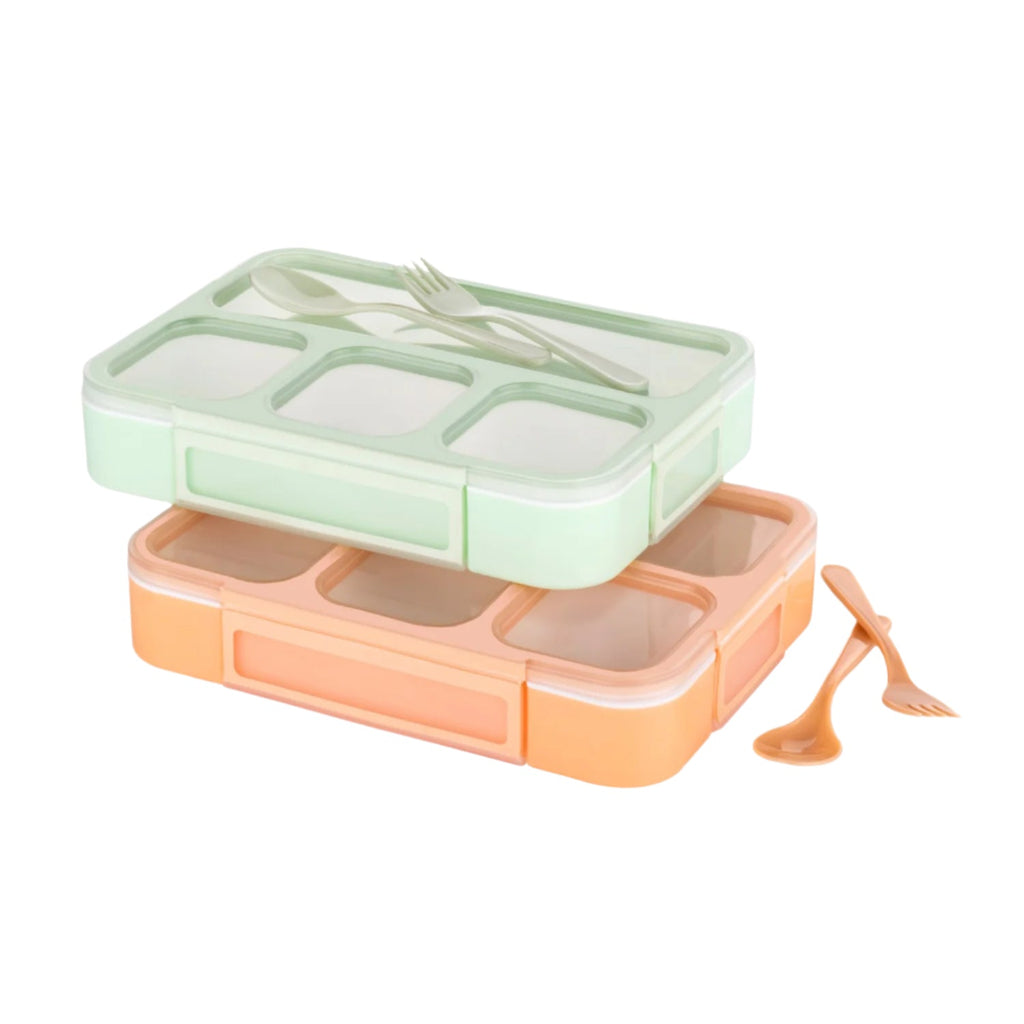 Compact leak-proof lunch box with four separate food compartments