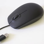 Compshop M-111 Wired Optical Mouse for computers and laptops, viewed from the front.