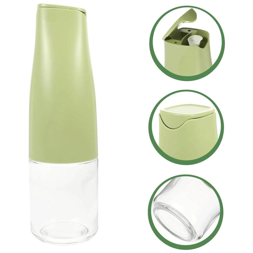 Side view of the sleek 500ml oil dispenser bottle in a kitchen setting.