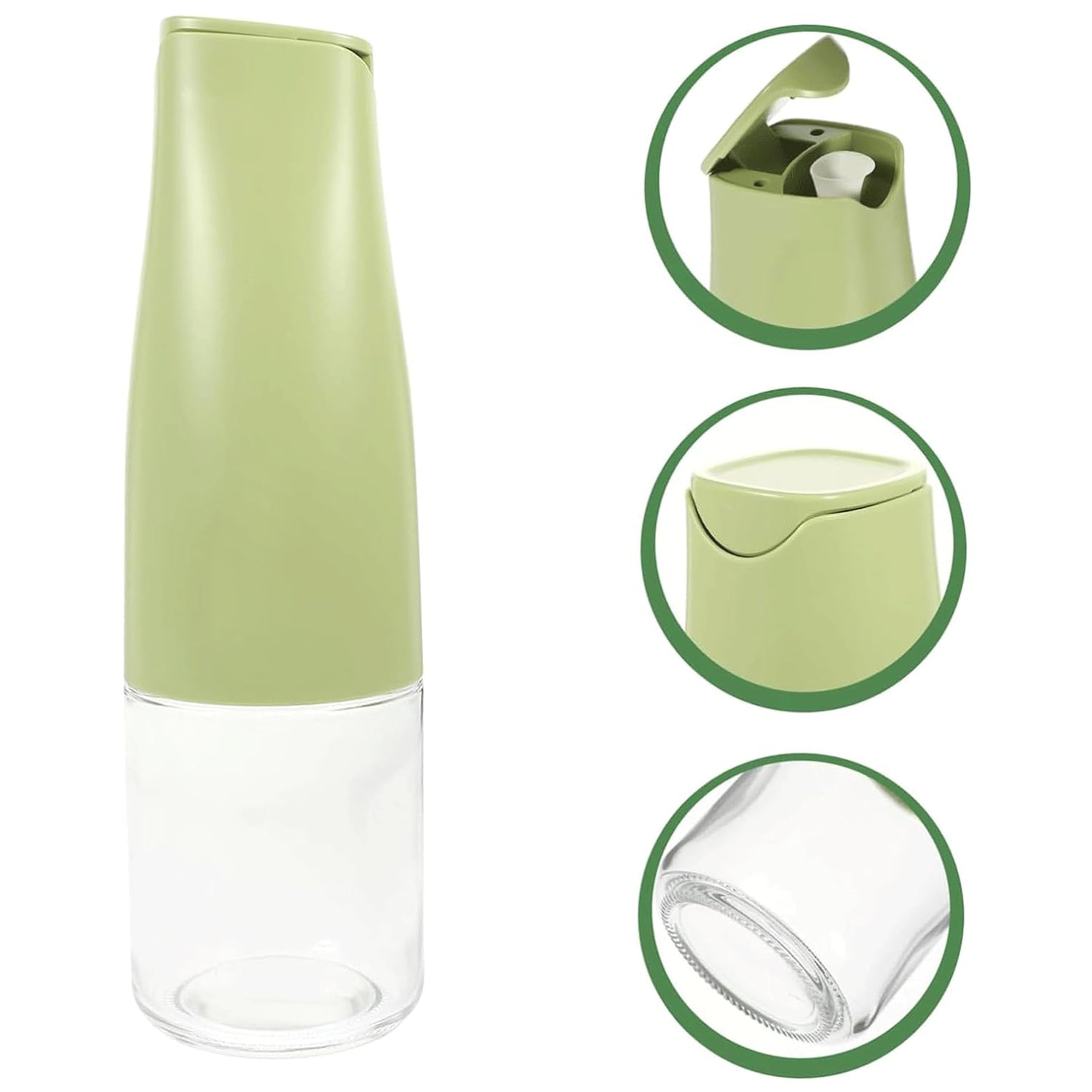Side view of the sleek 500ml oil dispenser bottle in a kitchen setting.