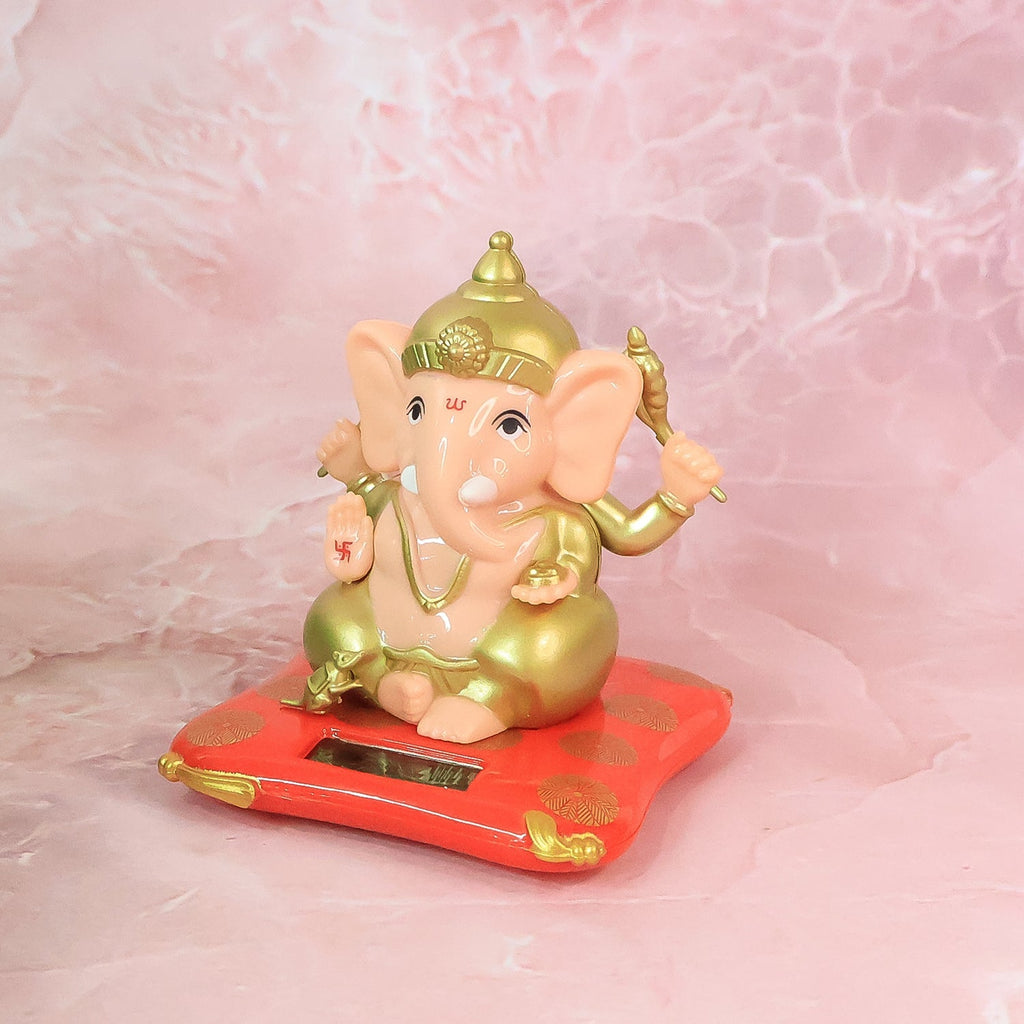 Close-up of finely detailed Lord Ganesh idol crafted in durable plastic