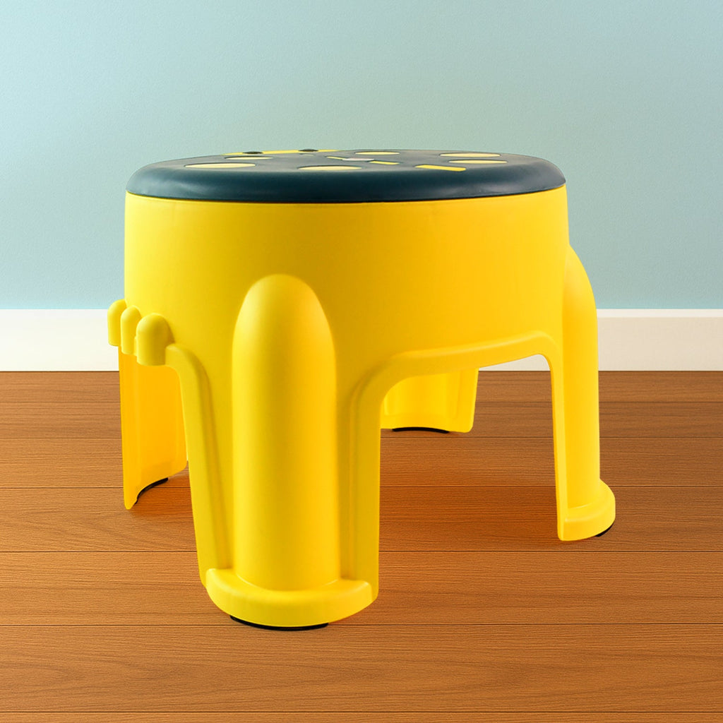 Kids plastic step stool with two-tone colorful design and stable base