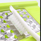 Kitchen cleaning brush with white handle and bristles