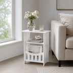 Elegant wooden finish space-saving side table