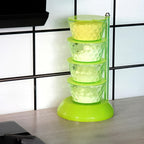 Close-up of the plastic condiment set with sections fanned out for easy access.