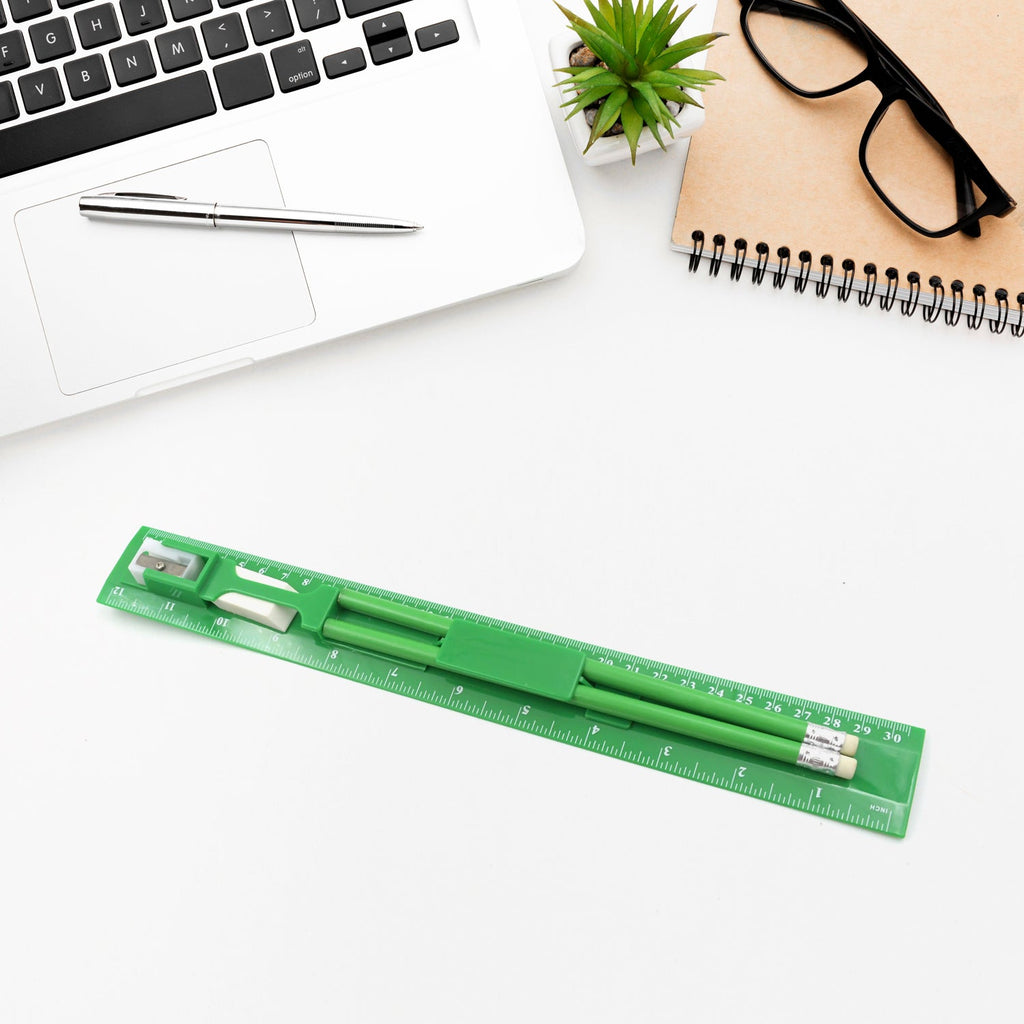  5-piece school supply set neatly arranged for students.