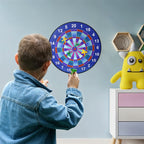 Magnetic dartboard set components displayed on a table