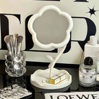 Decorative flower-shaped desktop mirror enhancing room beauty and function
