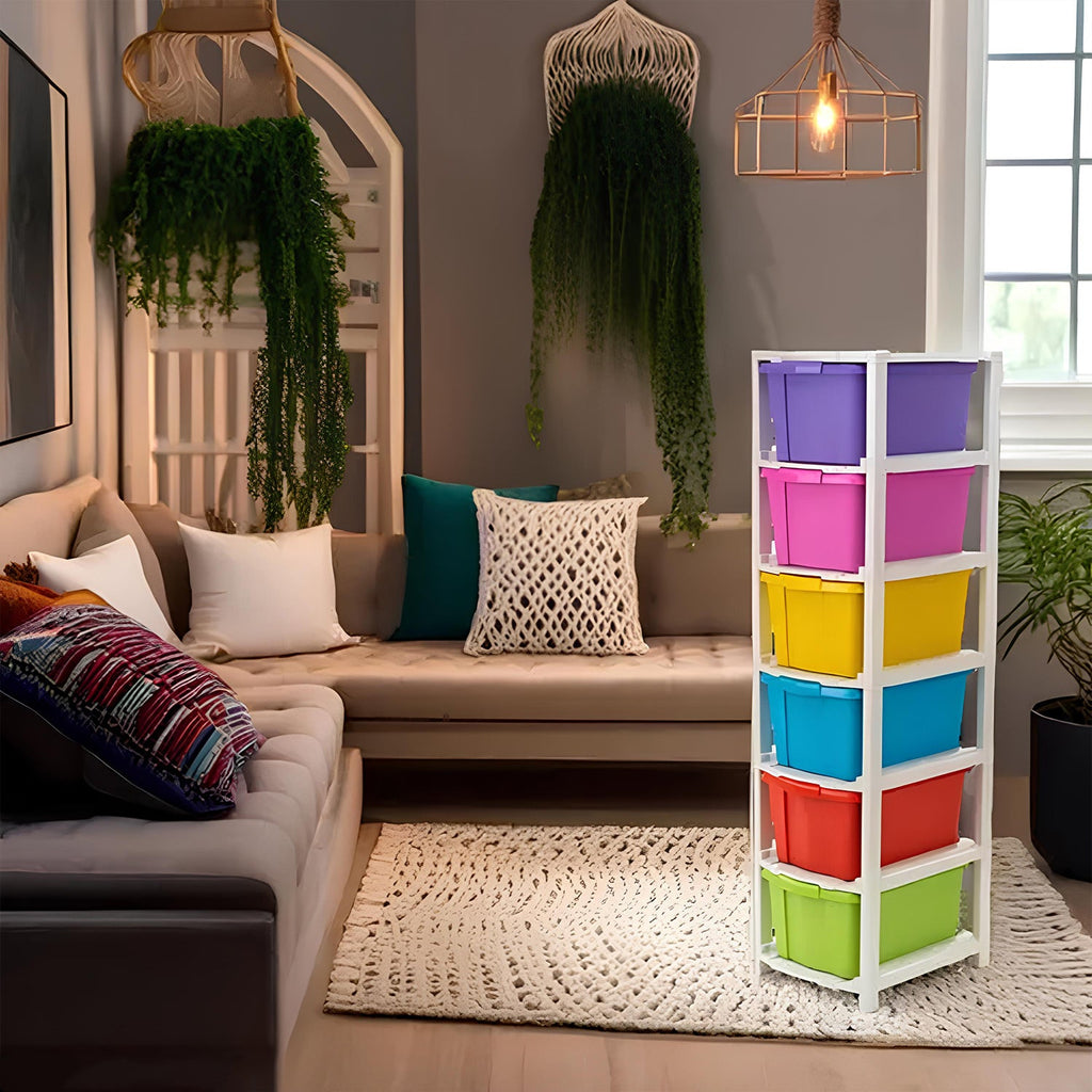 Viva layers 6-drawer organizer unit with bright multi-colored design