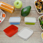 Set of Tidy Table's airtight food containers placed on a modern kitchen counter.