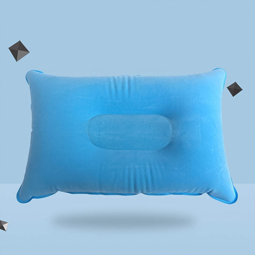 Portable inflatable travel pillow partially inflated for adjustable comfort