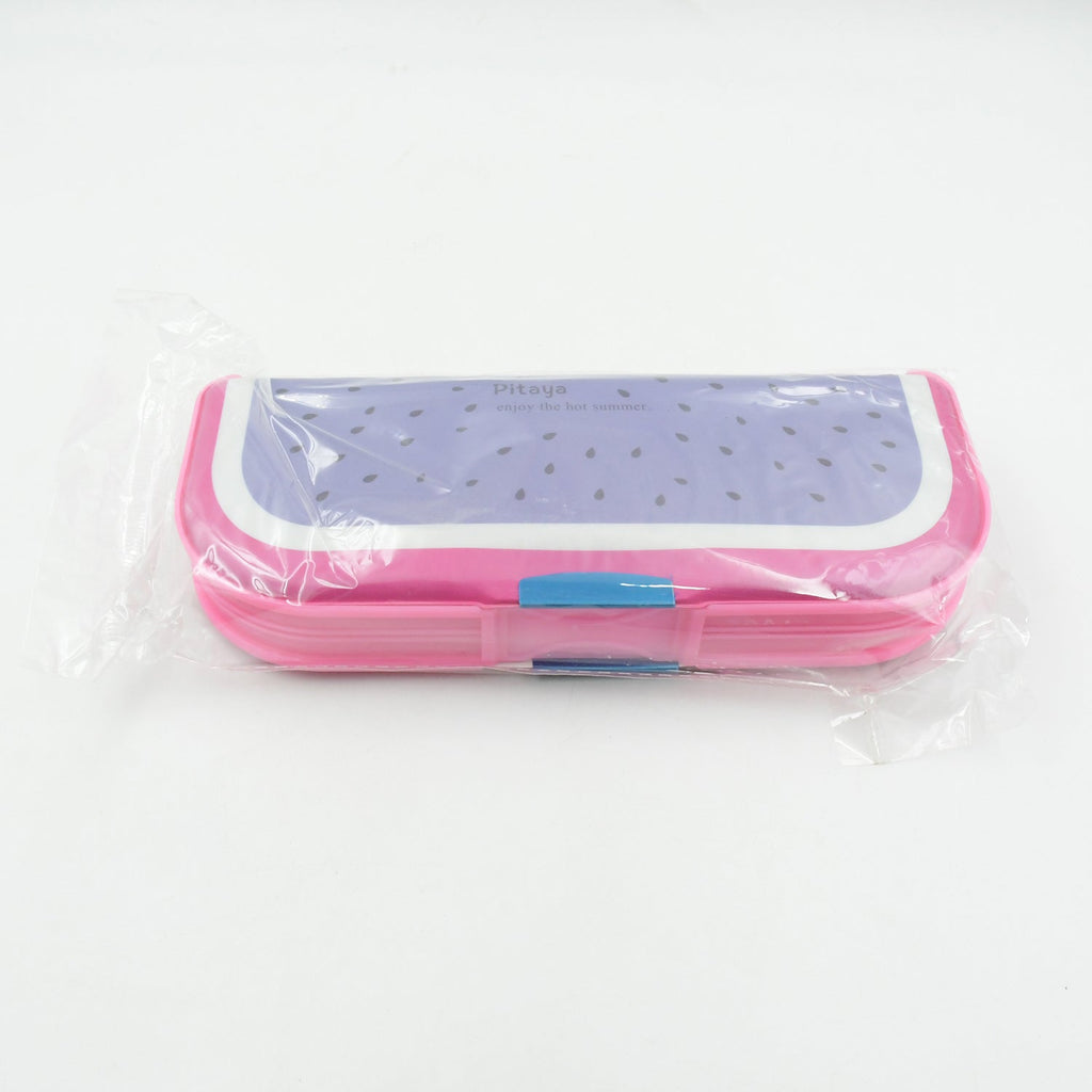Multipurpose cartoon pencil box with dual compartments displayed from an angle.
