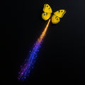 LED butterfly hair braid clip glowing in party light with fiber optic strands