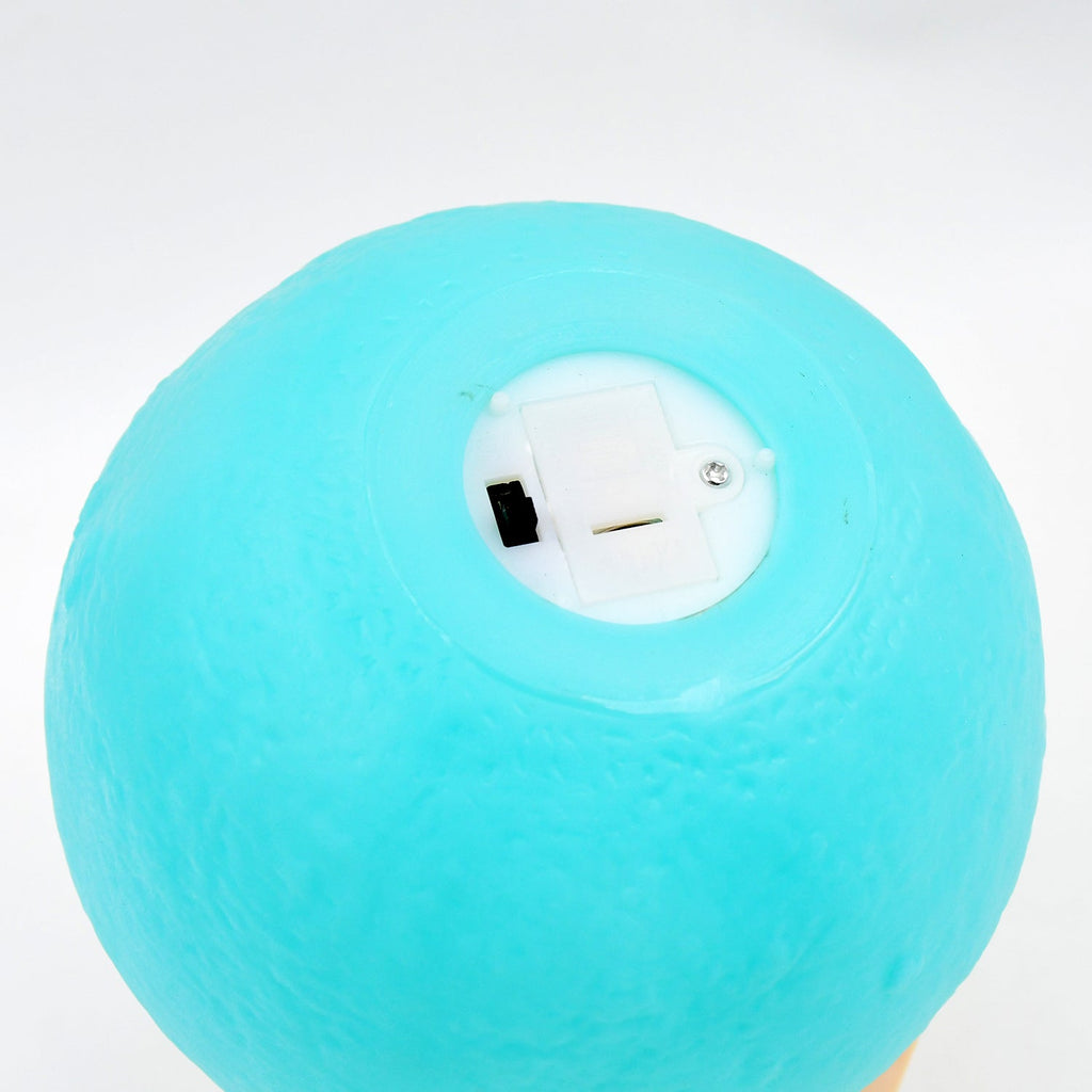 The 3D printed Moon Night Lamp glowing softly, ideal for bedroom or living room decor.