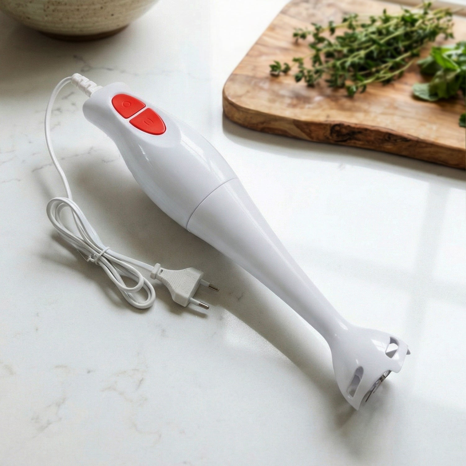 Ergonomic handle of electric hand blender stick for comfortable grip