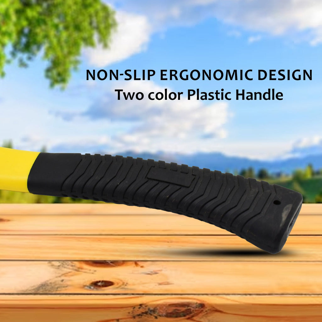 Ergonomic hatchet axe with rubberized handle for safe and secure grip.