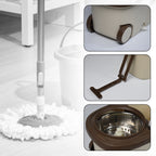 Ergonomic spin mop bucket system, ideal for all types of floors.