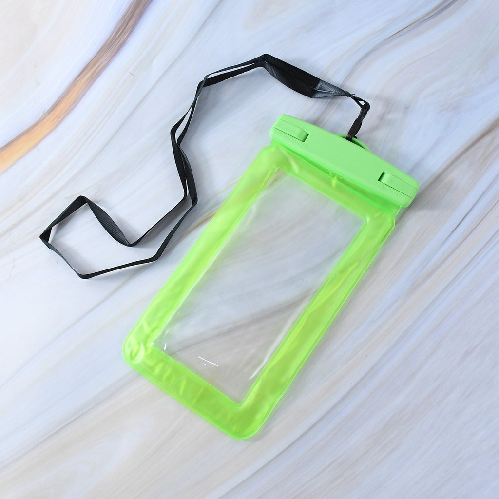 Close-up of the waterproof mobile cover's secure double-lock closure system.