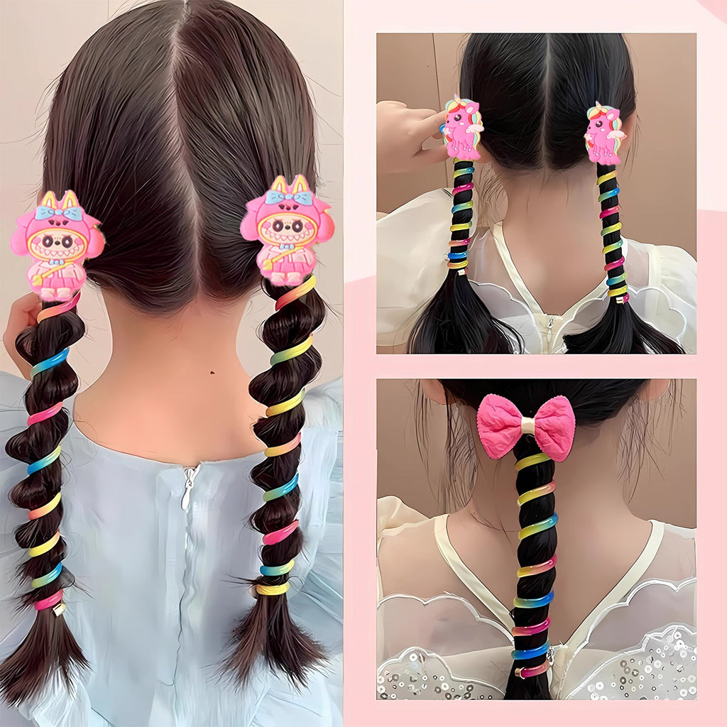 Children's spiral hair braiding clips featuring fun cartoon characters