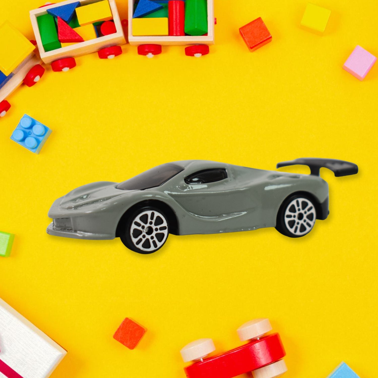 Top-down view of a colorful Metal Mini Car Toy, showcasing its sleek design