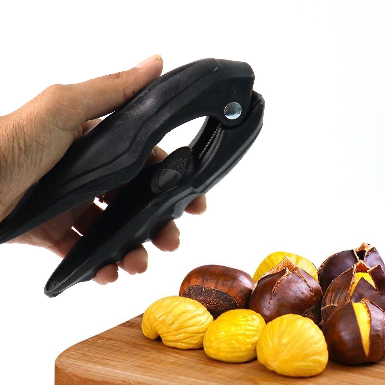 Heavy duty nutcracker tool showcasing serrated grip teeth