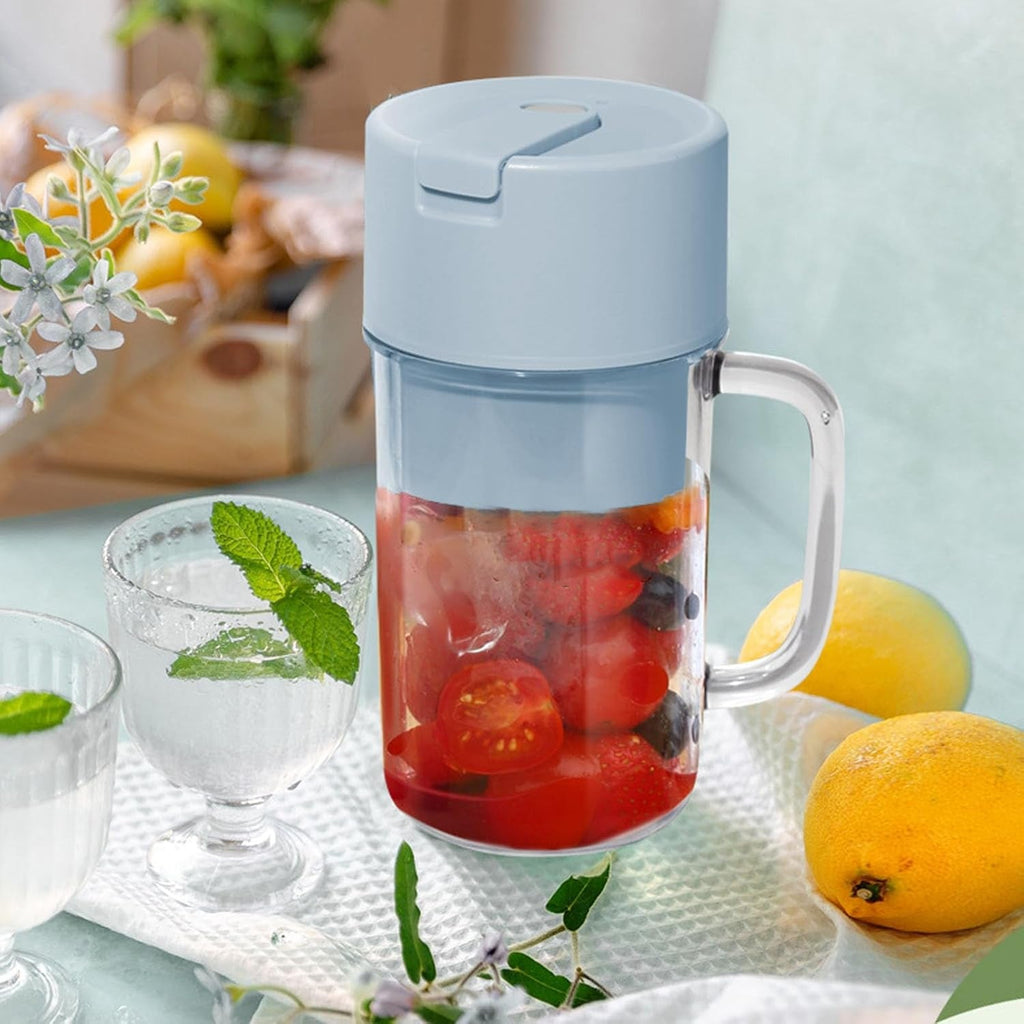 Side view of the portable electric juicer showing USB charging port.