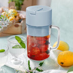 Side view of the portable electric juicer showing USB charging port.
