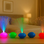 Fiber Optic LED Night Lamps Set creating colorful ambient glow