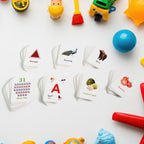 Flashcards displaying animals and shapes to support early learning