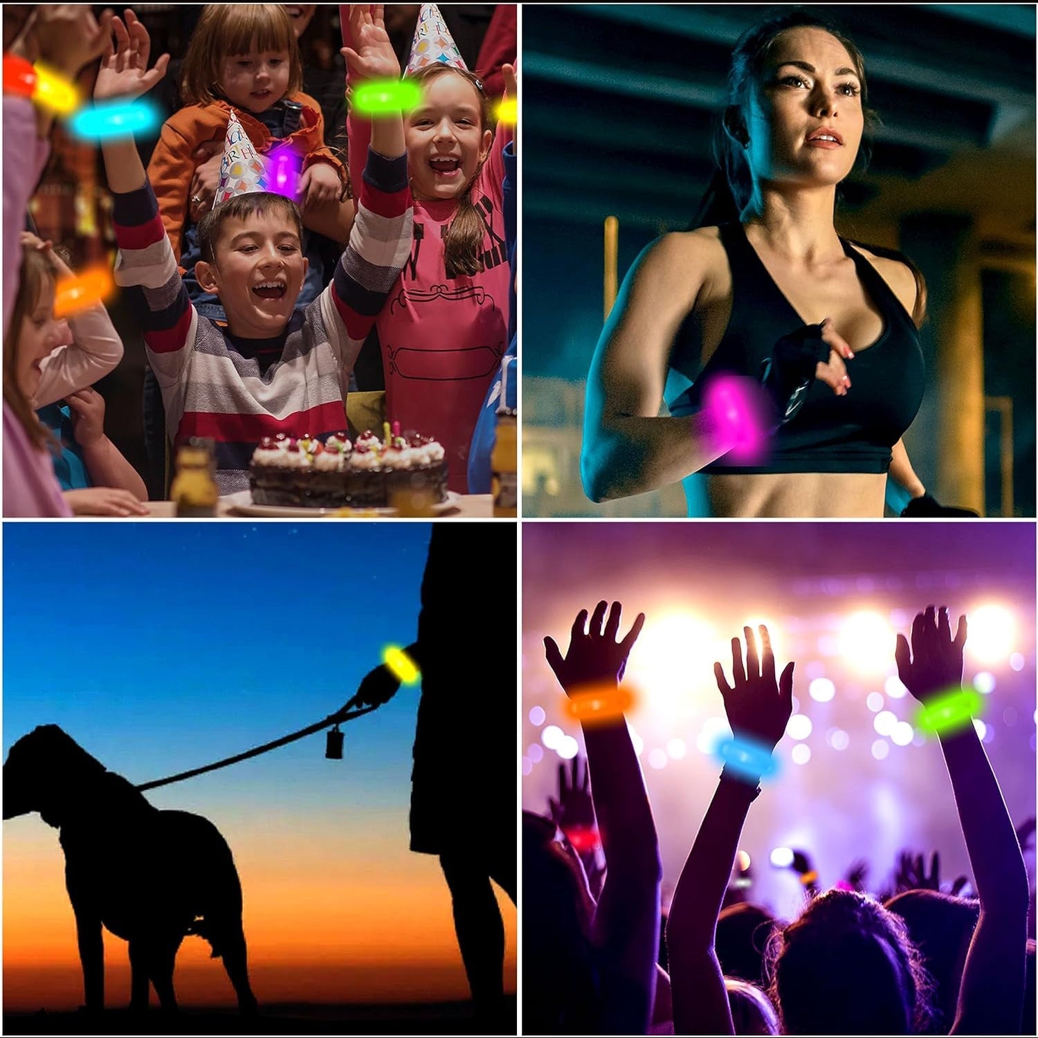 ShineSafe LED running bracelet in action, showcasing its bright light for night events.