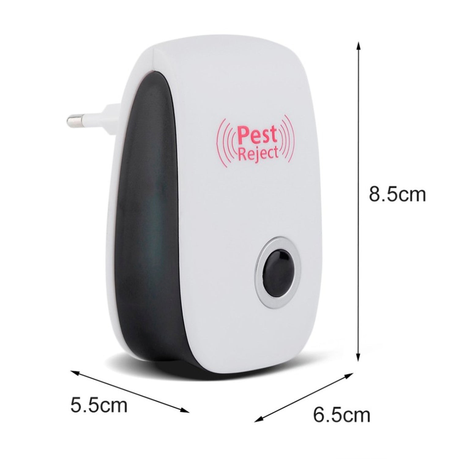 Side view of the ultrasonic pest repeller, showcasing its power plug.