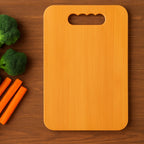 Chopping board made of natural wood with groove for containing juices