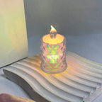 Compact LED tealight candle, safe for homes with children and pets, offering a cozy feel.