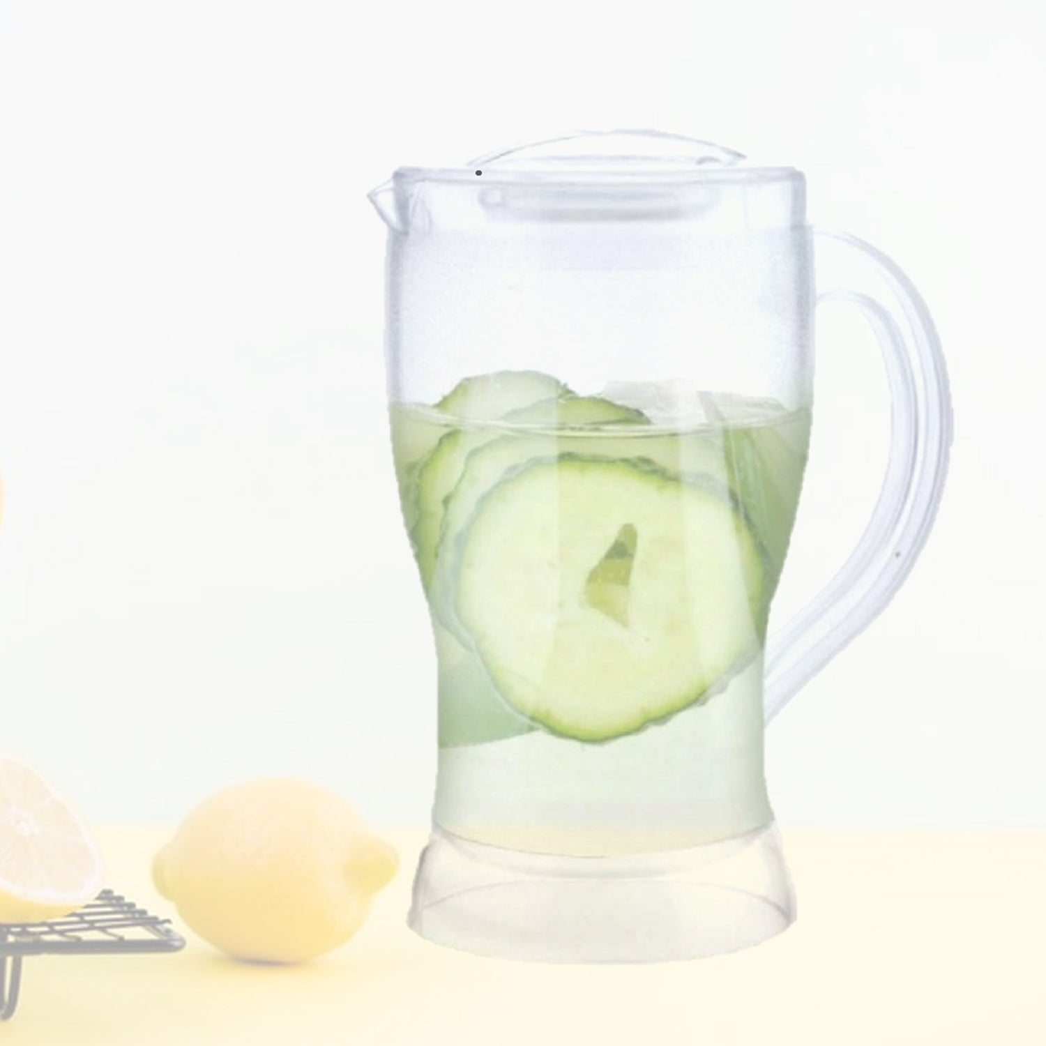 Transparent polycarbonate lemon jug showcasing large 1200ML capacity