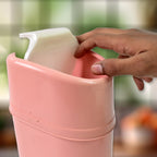 Mini dustbin with its swing lid open, revealing the interior for easy waste disposal.
