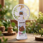 Personal cooling capybara cartoon design fan with safe grille and rechargeable feature