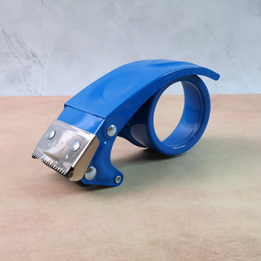 Handheld heavy-duty tape gun with metal rivets and ergonomic handle