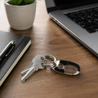 Stainless steel carabiner keychain clipping keys securely