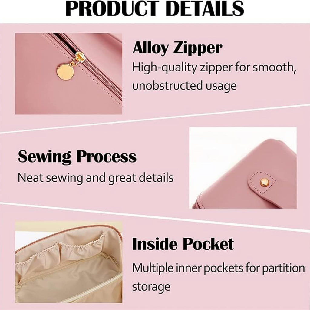 Elegant peach zipper vanity case for travel makeup organization