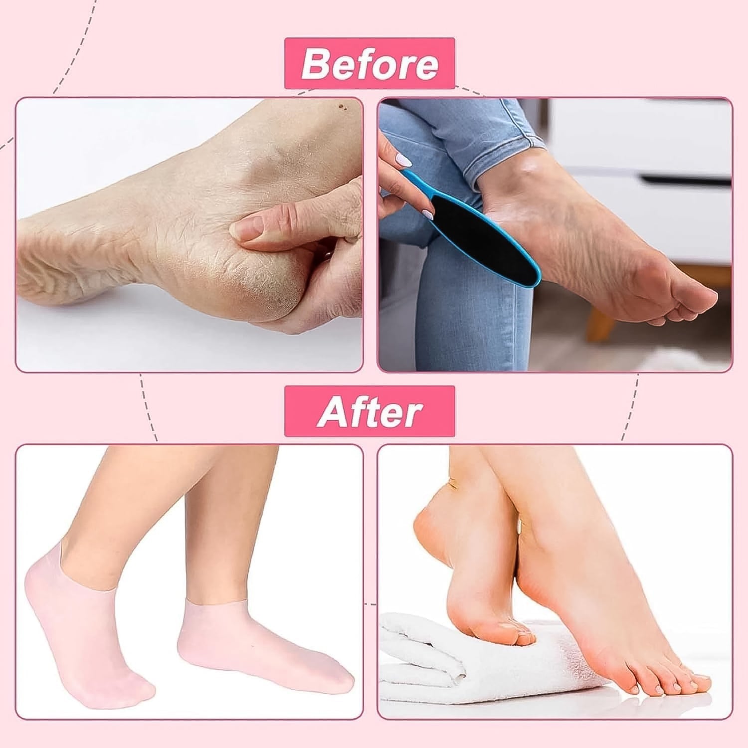 Pink silicone moisturizing sock designed for heel hydration