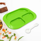 Kids enjoying a meal served neatly on a divided food plate.