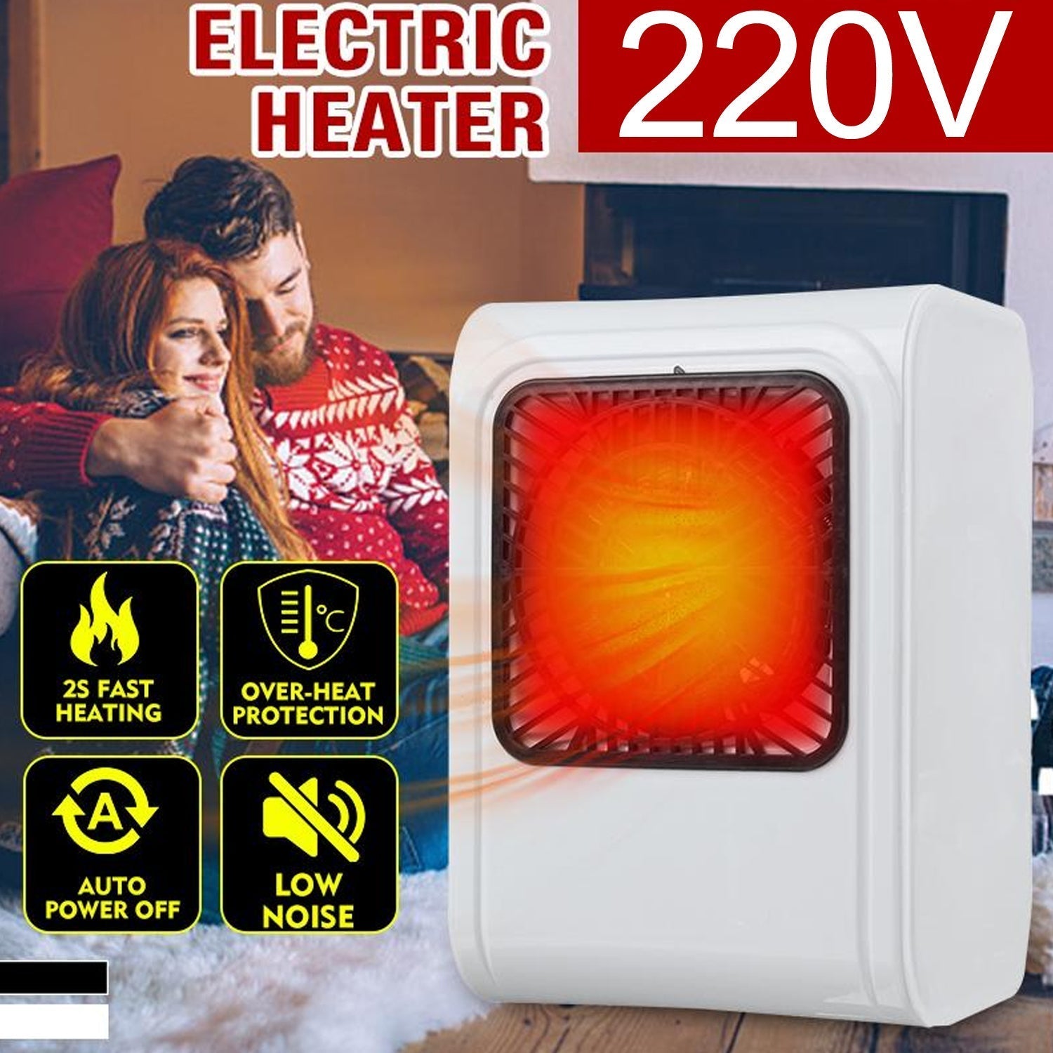 Top-front view of the compact space heater.
