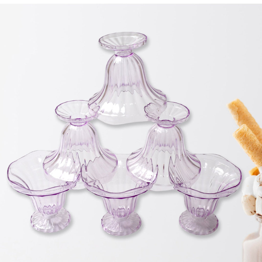 The set of six plastic ice cream bowls shown in their retail packaging.