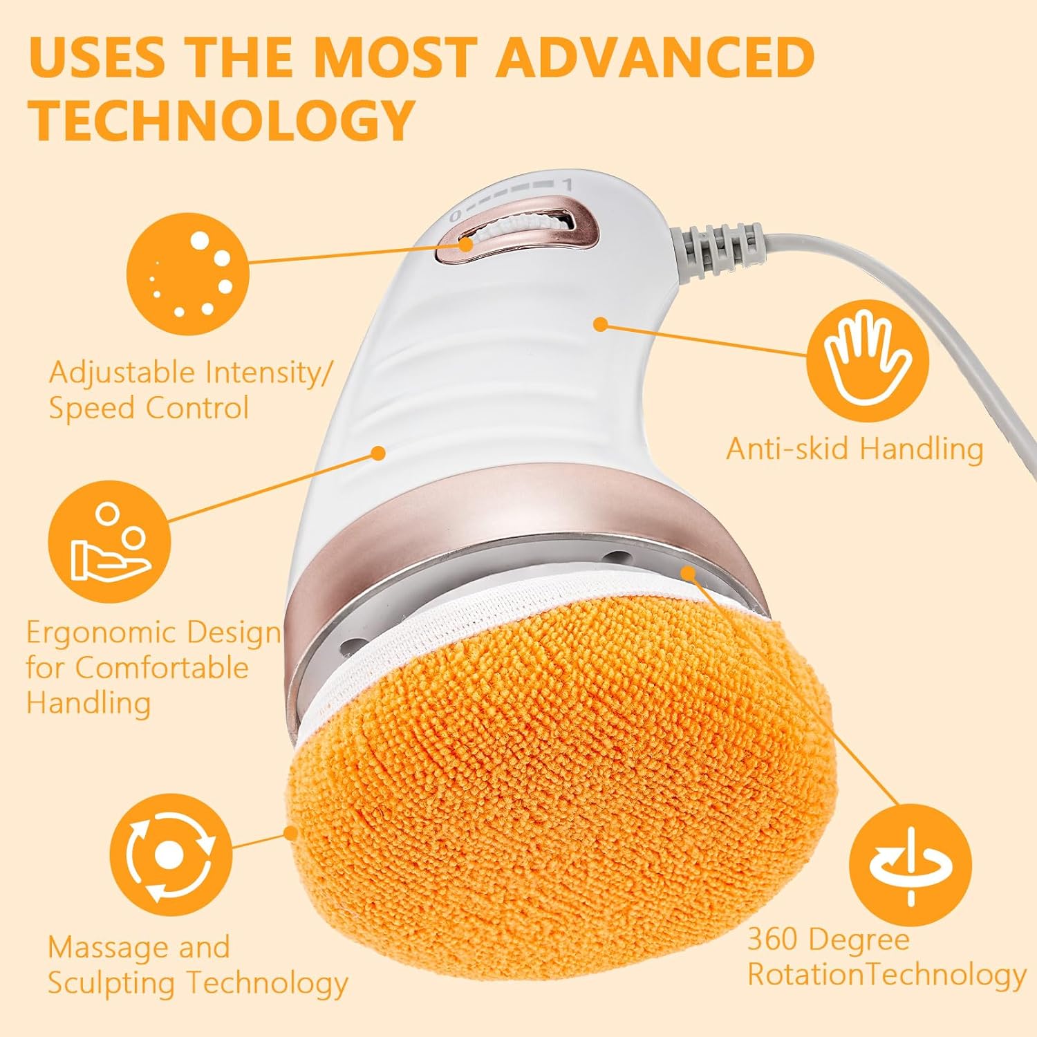 Close-up of the VelvaBloom Body Sculpting Massager being used on a leg.