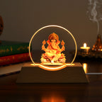 Lord Ganesha 3D illumination LED lamp with warm light for temple use