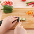 Cisora thick bamboo chopping board with a convenient holder, ready for kitchen use.