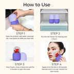 A frozen GlowForm purple ice roller, prepared for a cooling skincare treatment.